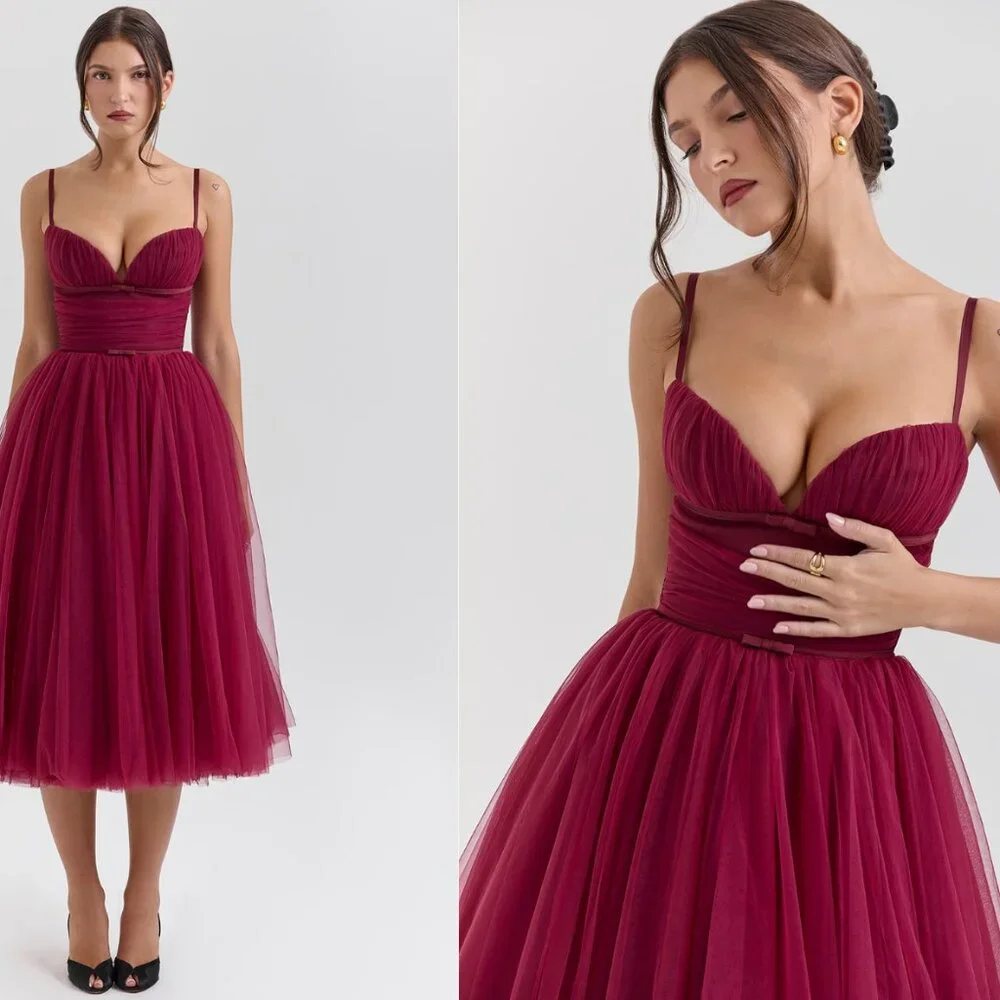 HOUSE OF CB 'Countess' Cabernet Tulle Midi Dress NWOT